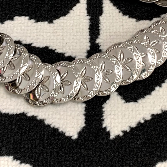 Silver Metal Medallion Mini Coin Concha Elastic Belt S-M - Picture 3 of 8